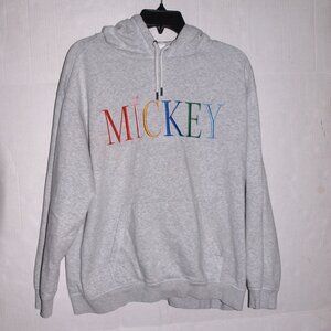 Disney H&M Mickey Gray Unisex Hooded Long Sleeve Sweatshirt Size Medium